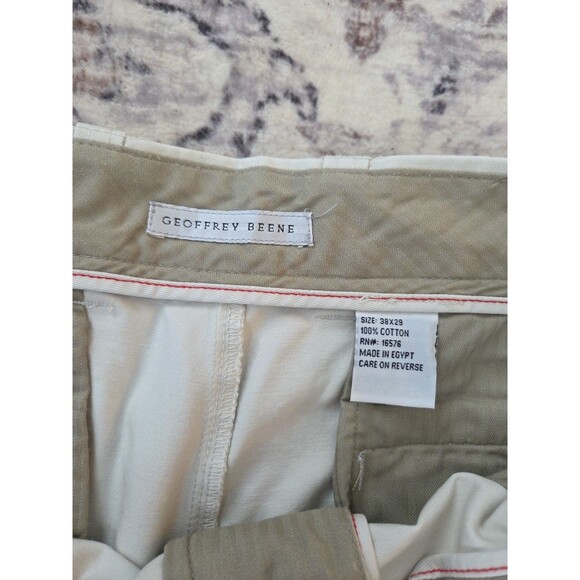 #35 Geoffrey Beene Khaki Pants Mens 38x29 100% Cotton Casual Relaxed Trousers - Picture 3 of 4